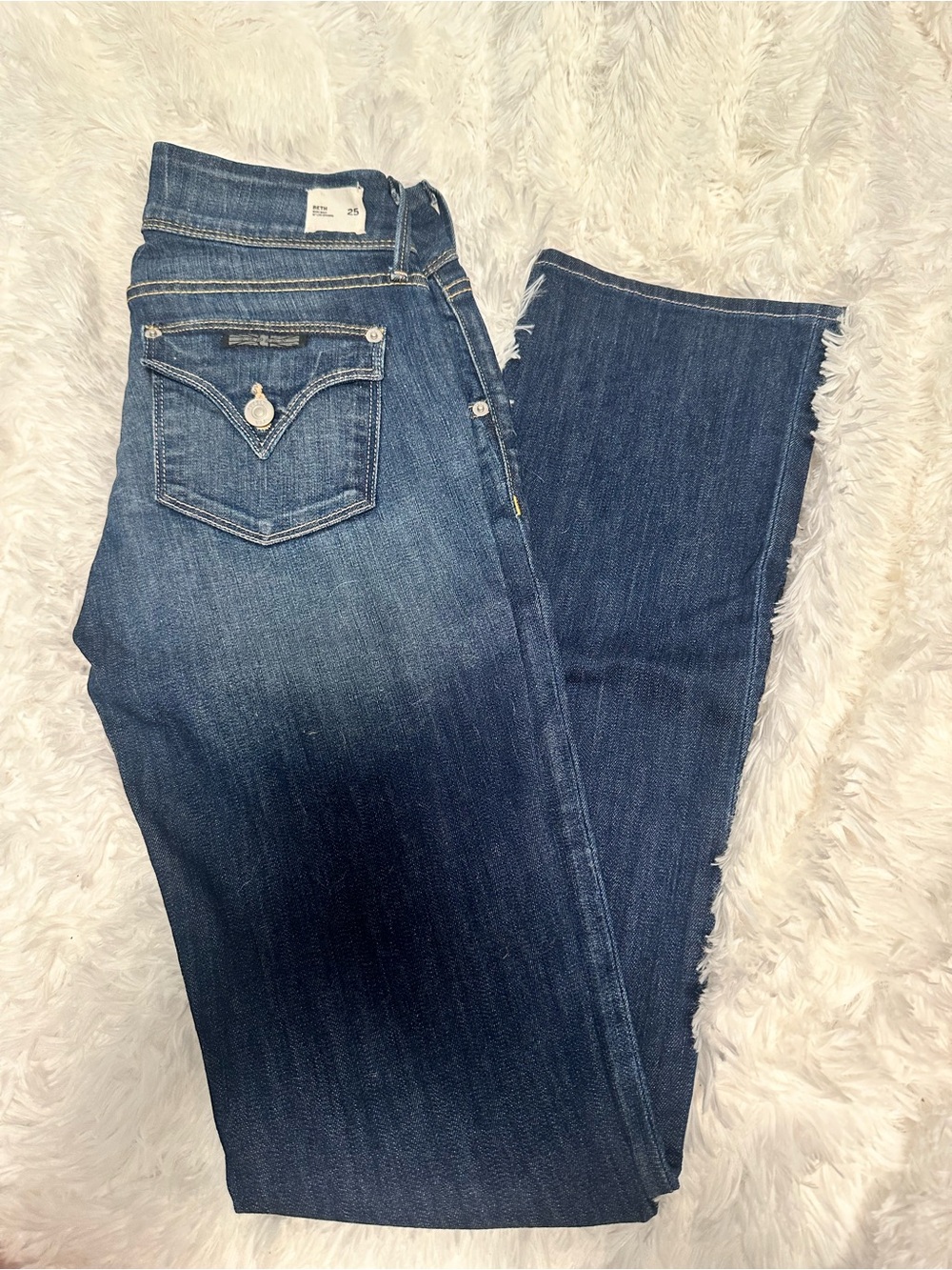 Hudson Beth Jeans Indigo Wide-Leg Raw Hem Flare